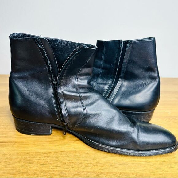 men\'s saint laurent paris black leather boots sz 43